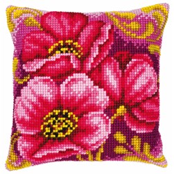 Coussin point de croix Vervaco Fleurs d'anémone magenta