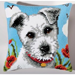 Coussin point de croix Vervaco Fox Terrier Blanc