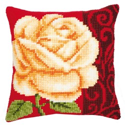 Coussin point de croix Vervaco Ornement de rose