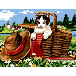 Canevas Margot Un pique nique pour un chaton