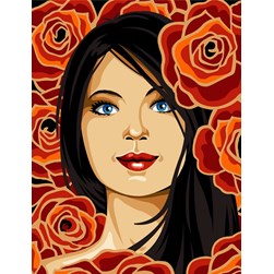 Canevas Margot La femme aux roses rouges