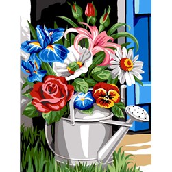 Canevas Margot Les fleurs dans l'arrosoir