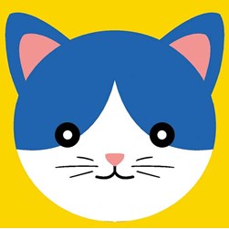 kit Canevas - Gros trous Margot Chat Blanc-Bleu