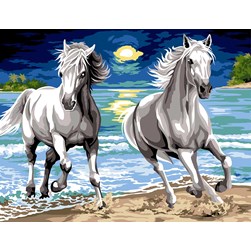 Canevas Margot Le galops d'étalons blancs