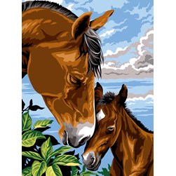 Canevas Margot Amour d'une jument et son poulain