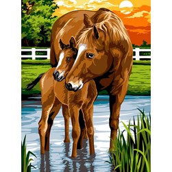 Canevas Margot Rafraichissement et la jument et son po
