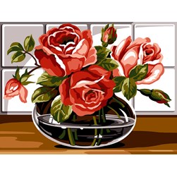 Canevas Margot Vase de verre aux roses