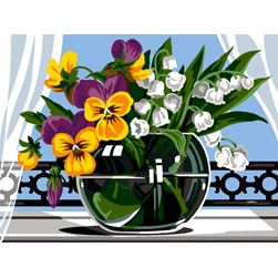 Canevas Margot Mi pensées mi muguet