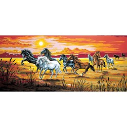Canevas Margot Chevaux du coucher de soleil