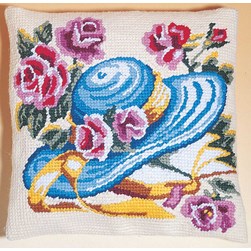 Coussin au demi point SEG Une lecture au sein des roses