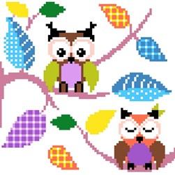 Coussin au demi point SEG Chouette en duo