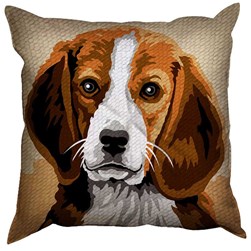 Coussin au demi point SEG Portrait de Beagle