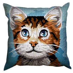 Coussin au demi point SEG Petit chaton roux tigré