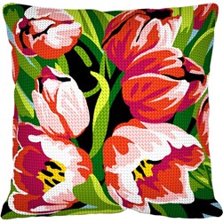 Coussin au demi point SEG Le sommeil des tulipes