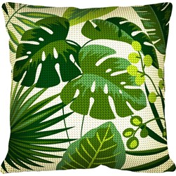 Coussin au demi point SEG Feuilles des tropiques