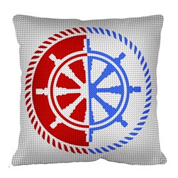Coussin au demi point SEG A babord bleu rouge