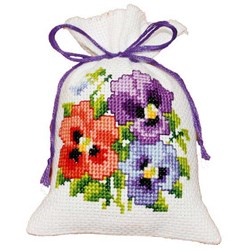 Sachets senteur à broder Vervaco Trio de pensées