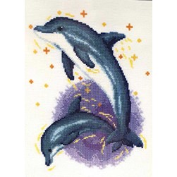 kit Point de croix Vervaco Dauphins dans les étoiles