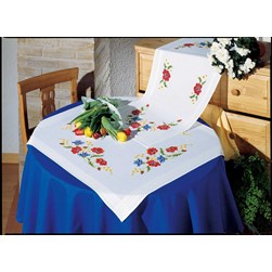 kit Nappe - Broderie Traditionnelle Vervaco Fleurs colorées