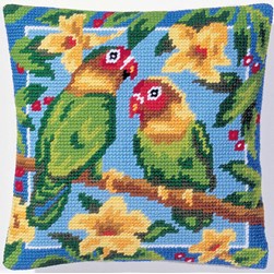 Coussin au demi point Margot Couple d'inséparables