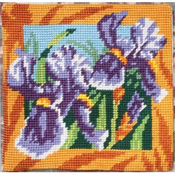 Coussin au demi point Margot Iris encadrés