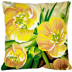 Coussin au demi point Margot Les boutons d'or