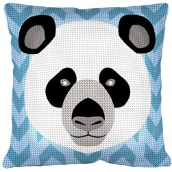 Coussin au demi point Margot Tête de panda