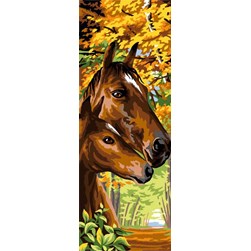 Canevas Luc Création Le poulain et sa mère sous les bois