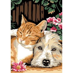 Canevas Luc Création Chien e chat endormis