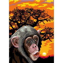 Canevas Luc Création Chimpanzé au crépuscule
