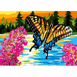 Canevas Luc Création L'envol du papillon royal sur le lac