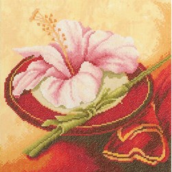 kit Point de croix Lanarte Fleur d'orient sur étamine