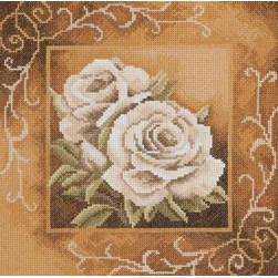 kit Point de croix Lanarte Grandes pivoines sépia