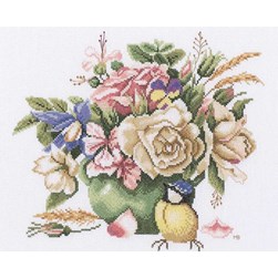 kit Point de croix Lanarte Bouquet de rose sur toile étamine