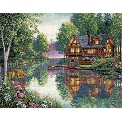 kit Point de croix Dimensions Reflet de la maison du lac