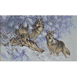 kit Point de croix Dimensions Les loups sous la neige