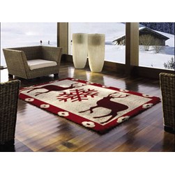 Tapis 100% pure laine Smyrnalaine Les deux cerfs de noël