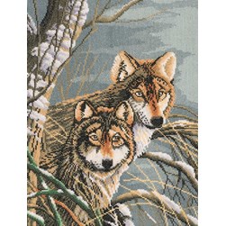 kit Point de croix Lanarte Loup des bois