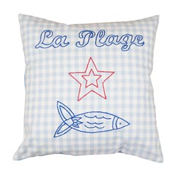 Coussin broderie Traditionnelle Anette Eriksson La plage bleu