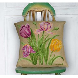Coussin broderie Point de Croix Anette Eriksson Tulipe Ani