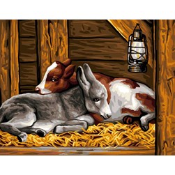 Canevas Rafael Angelot Le veau et l'âne de l'étable