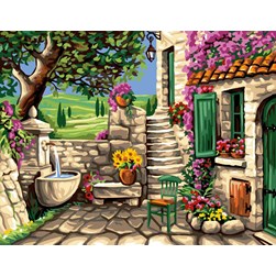 Canevas Rafael Angelot La petite cour tranquile