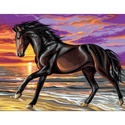 Canevas Rafael Angelot La galopade au bord de mer