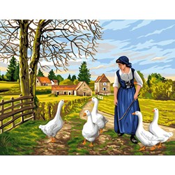 Canevas Rafael Angelot La fermière et les oies