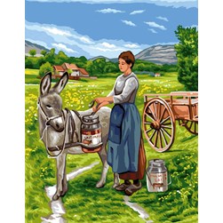 Canevas Rafael Angelot La fermière et l'âne