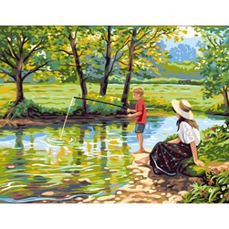 Canevas Rafael Angelot Un jour de pêche au cœur de la nature