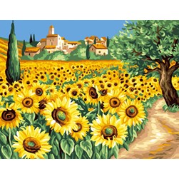 Canevas Rafael Angelot Le sentier du champ de tournesol
