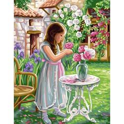 Canevas Rafael Angelot La préparation du vase de roses