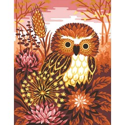 Canevas Luc Création Chouette au sein des fleurs