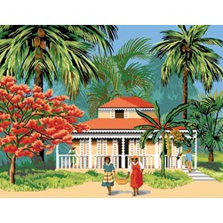 Canevas Luc Création Maison des îles créoles